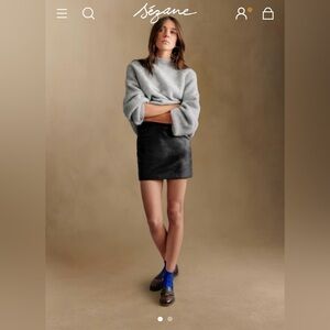 Sezane Harlow Black Leather Mini Skirt - Size 40 (US 8)